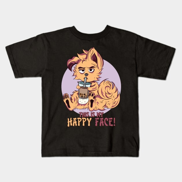 The Cutest Japanese Dog 6 - Bubble team Time - This is my Happy Face! Kids T-Shirt by Yabisan_art